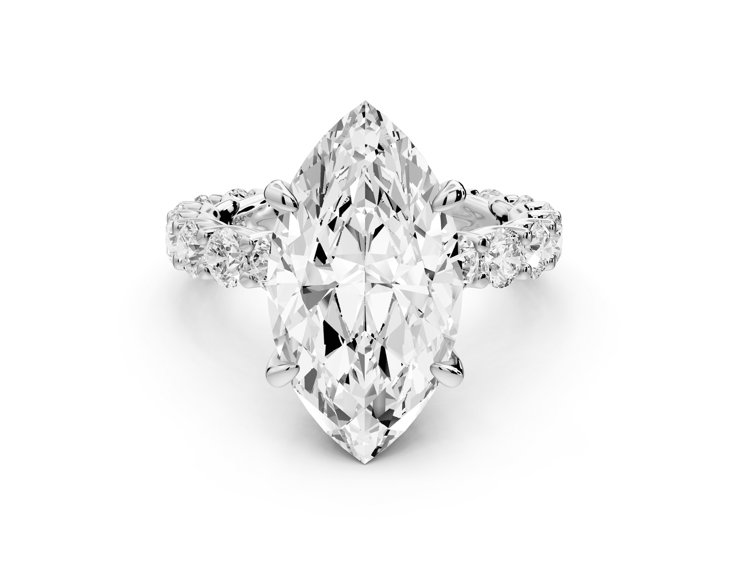 Siena - 5ct 14k white gold marquise Hidden Halo with Shared Prong Pavé Engagement Ring - Mr. Alex Jewelry
