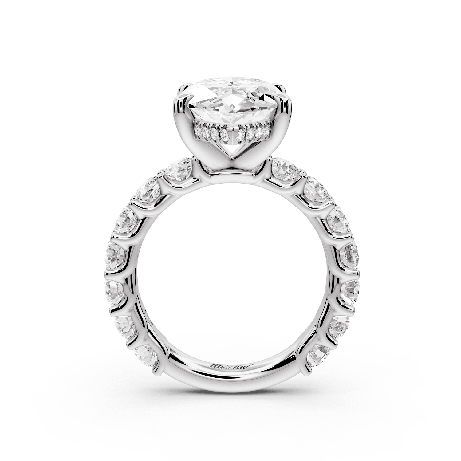 Siena - 5ct 14k white gold marquise Hidden Halo with Shared Prong Pavé Engagement Ring - Mr. Alex Jewelry