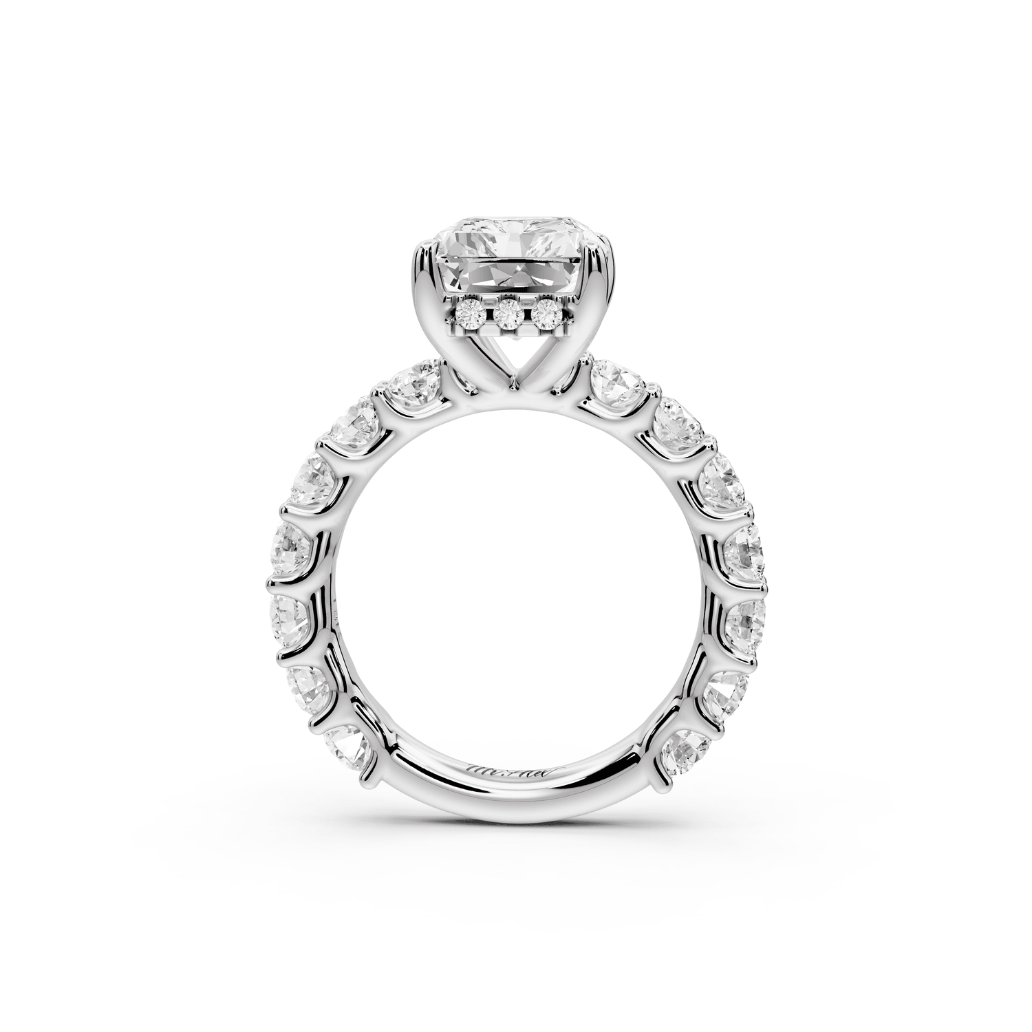 Siena - 5ct 14k white gold radiant Hidden Halo with Shared Prong Pavé Engagement Ring - Mr. Alex Jewelry
