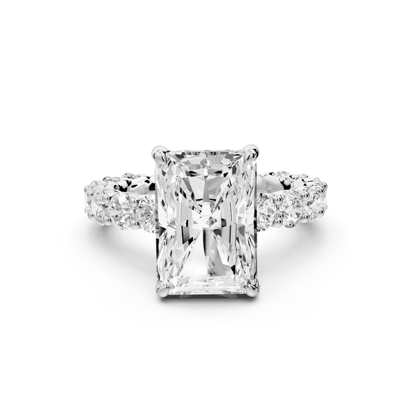 Siena - 5ct 14k white gold radiant Hidden Halo with Shared Prong Pavé Engagement Ring - Mr. Alex Jewelry