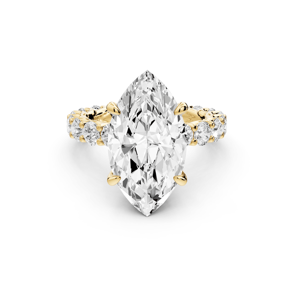 Siena - 5ct 14k yellow gold marquise Hidden Halo with Shared Prong Pavé Engagement Ring - Mr. Alex Jewelry
