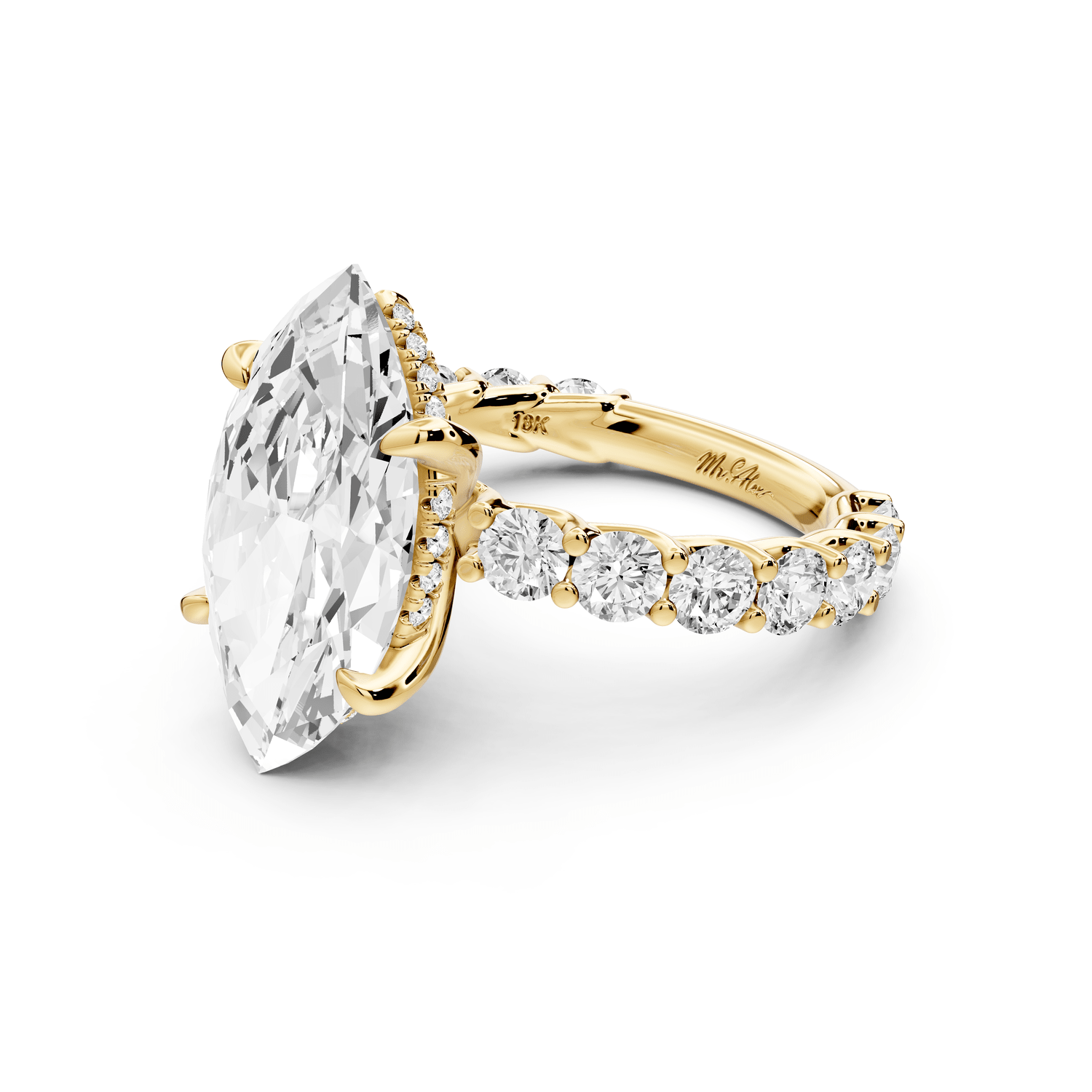 Siena - 5ct 14k yellow gold marquise Hidden Halo with Shared Prong Pavé Engagement Ring - Mr. Alex Jewelry