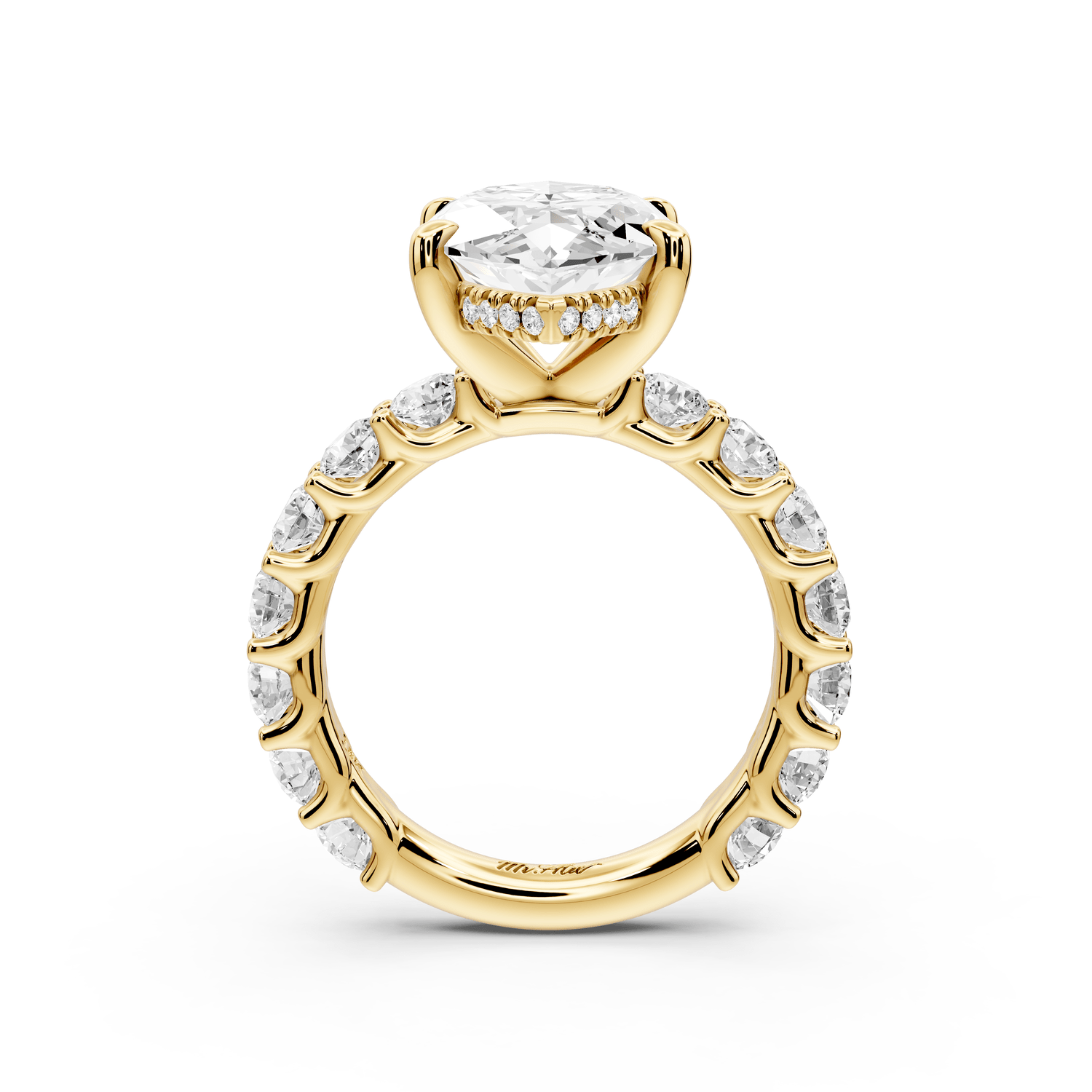Siena - 5ct 14k yellow gold marquise Hidden Halo with Shared Prong Pavé Engagement Ring - Mr. Alex Jewelry