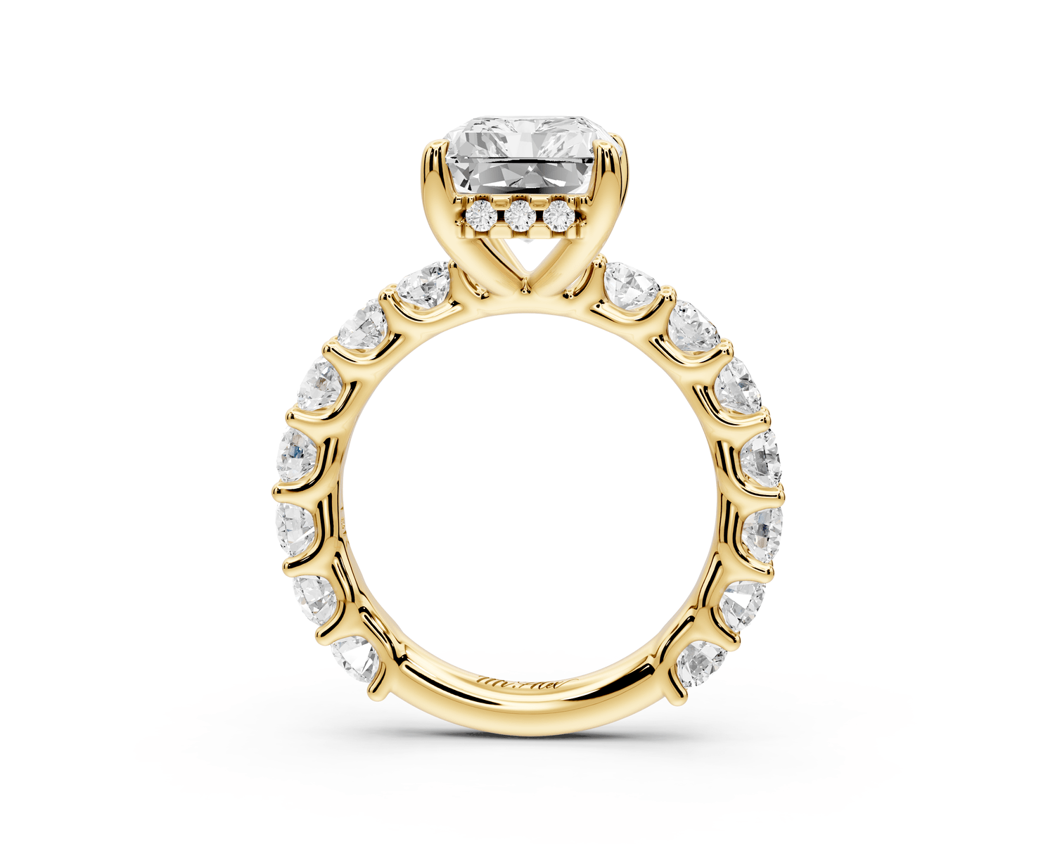 Siena - 5ct 14k yellow gold radiant Hidden Halo with Shared Prong Pavé Engagement Ring - Mr. Alex Jewelry