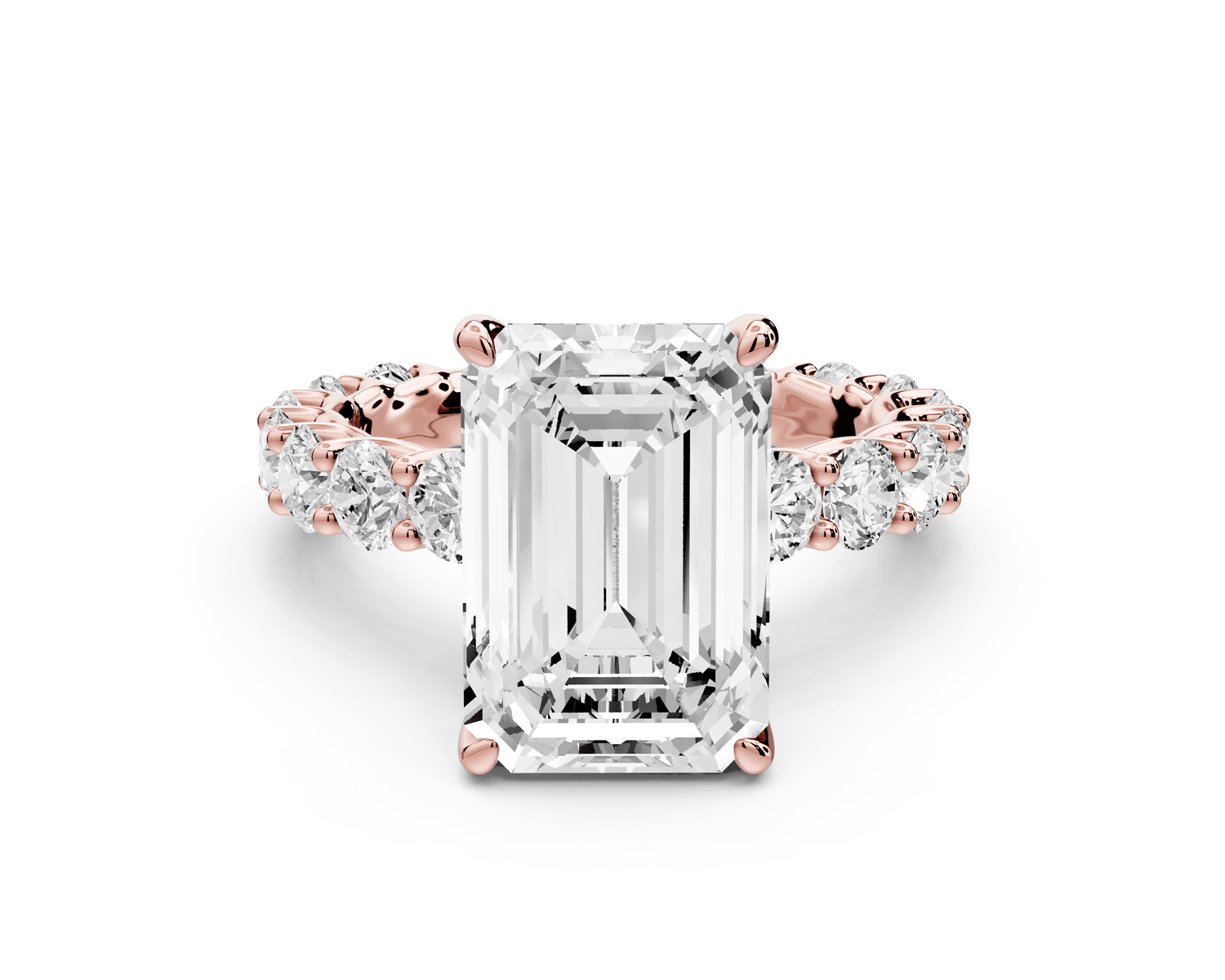 Siena - 5ct 18k rose gold emerald Hidden Halo with Shared Prong Pavé Engagement Ring - Mr. Alex Jewelry