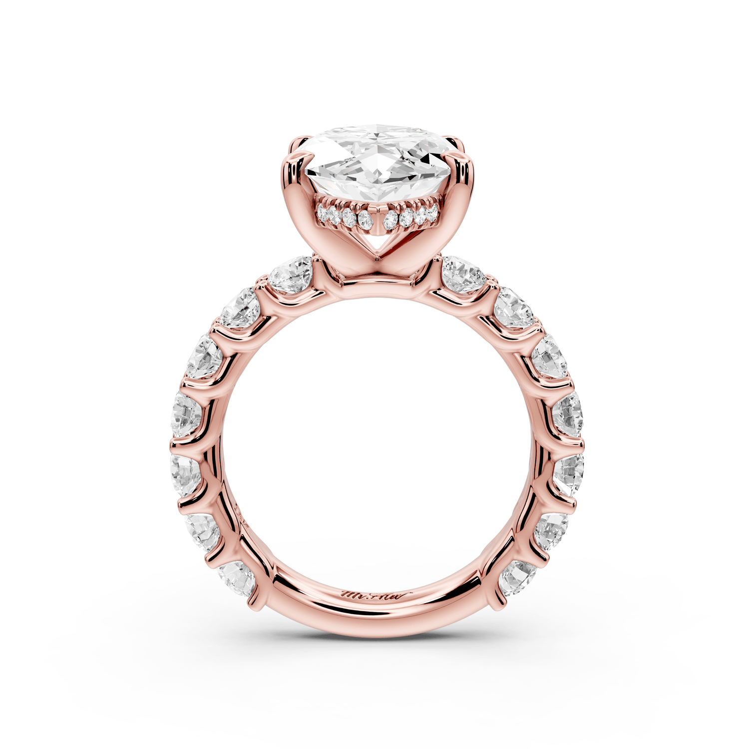Siena - 5ct 18k rose gold marquise Hidden Halo with Shared Prong Pavé Engagement Ring - Mr. Alex Jewelry