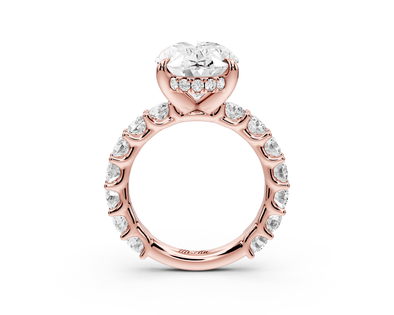 Siena - 5ct 18k rose gold oval Hidden Halo with Shared Prong Pavé Engagement Ring - Mr. Alex Jewelry