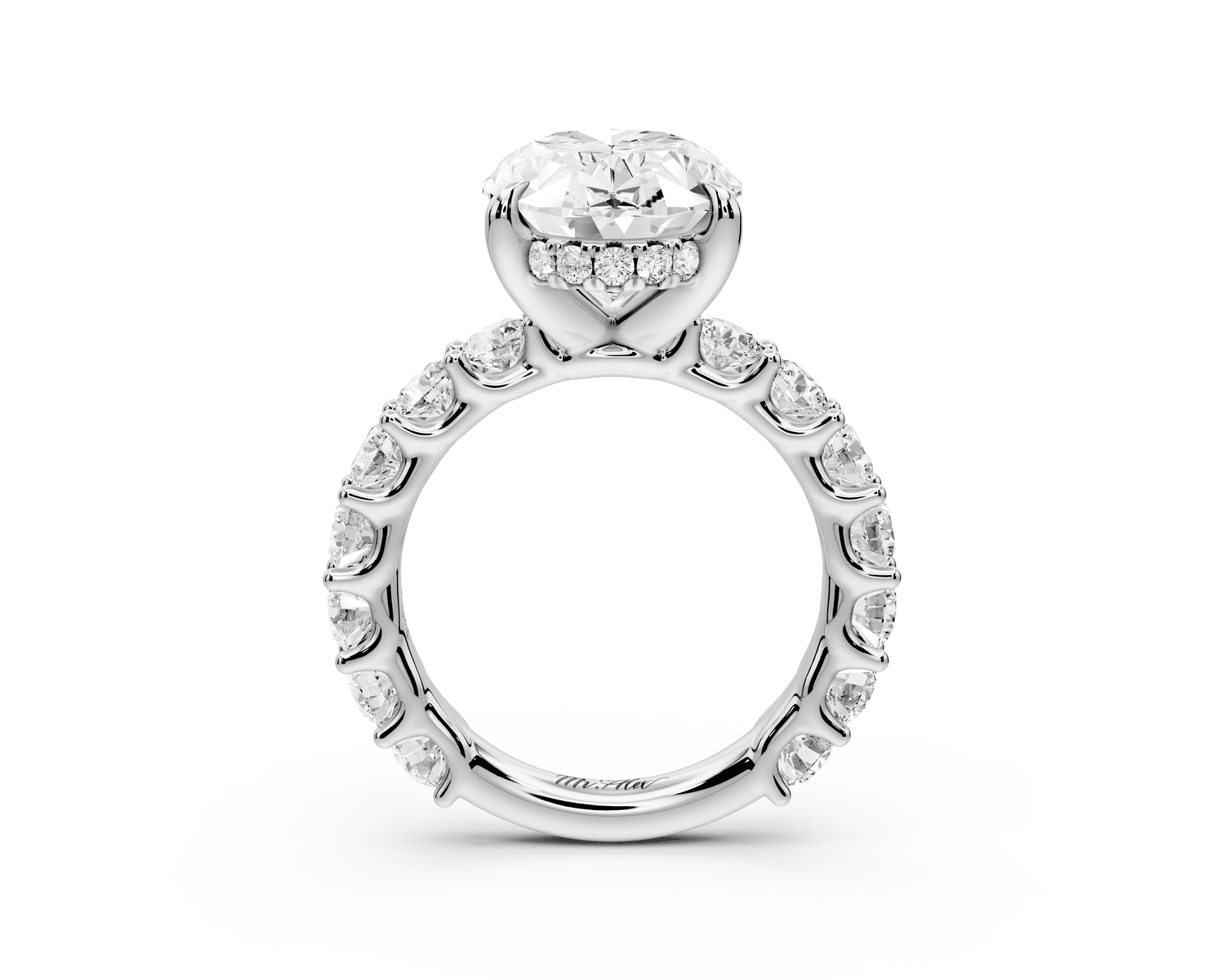 Siena - 5ct 18k white gold oval Hidden Halo with Shared Prong Pavé Engagement Ring - Mr. Alex Jewelry