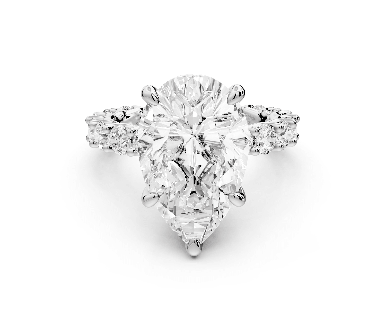 Siena - 5ct 18k white gold pear Hidden Halo with Shared Prong Pavé Engagement Ring - Mr. Alex Jewelry