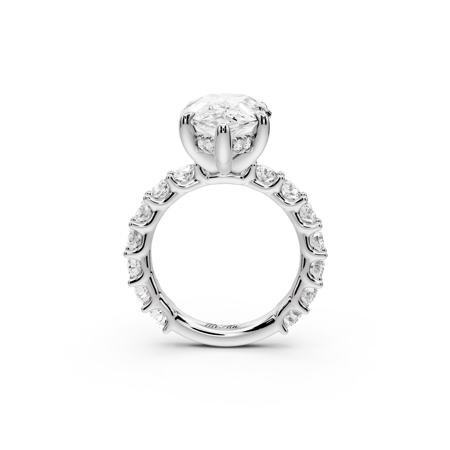 Siena - 5ct 18k white gold pear Hidden Halo with Shared Prong Pavé Engagement Ring - Mr. Alex Jewelry