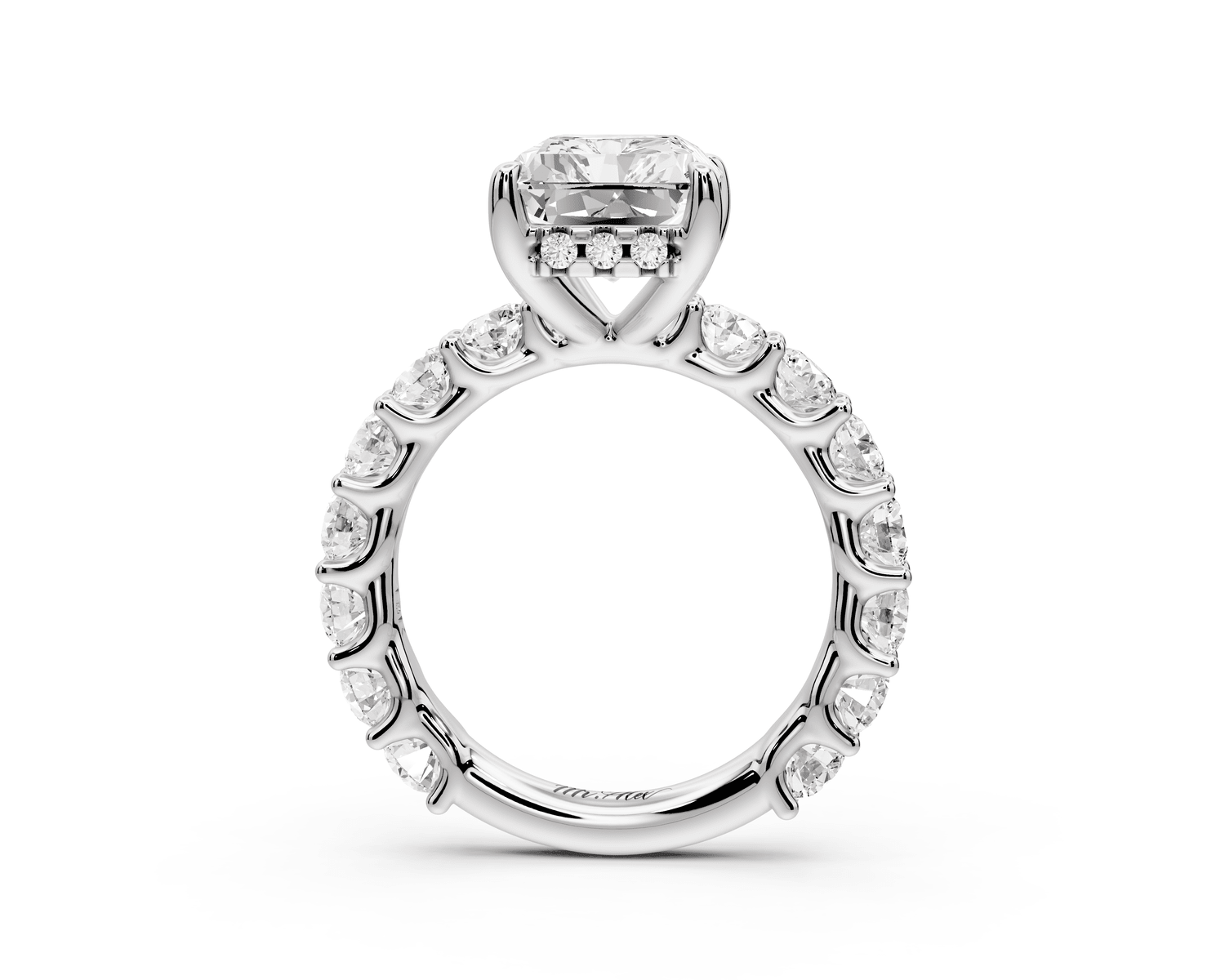 Siena - 5ct 18k white gold radiant Hidden Halo with Shared Prong Pavé Engagement Ring - Mr. Alex Jewelry