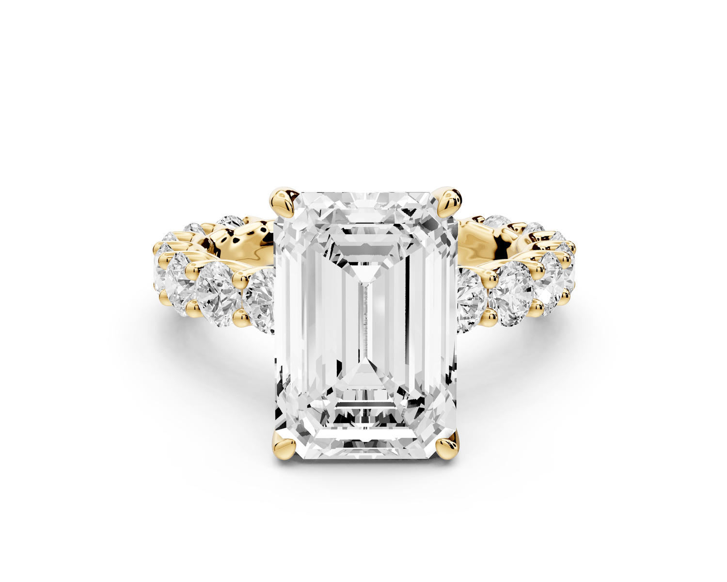 Siena - 5ct 18k yellow gold emerald Hidden Halo with Shared Prong Pavé Engagement Ring - Mr. Alex Jewelry