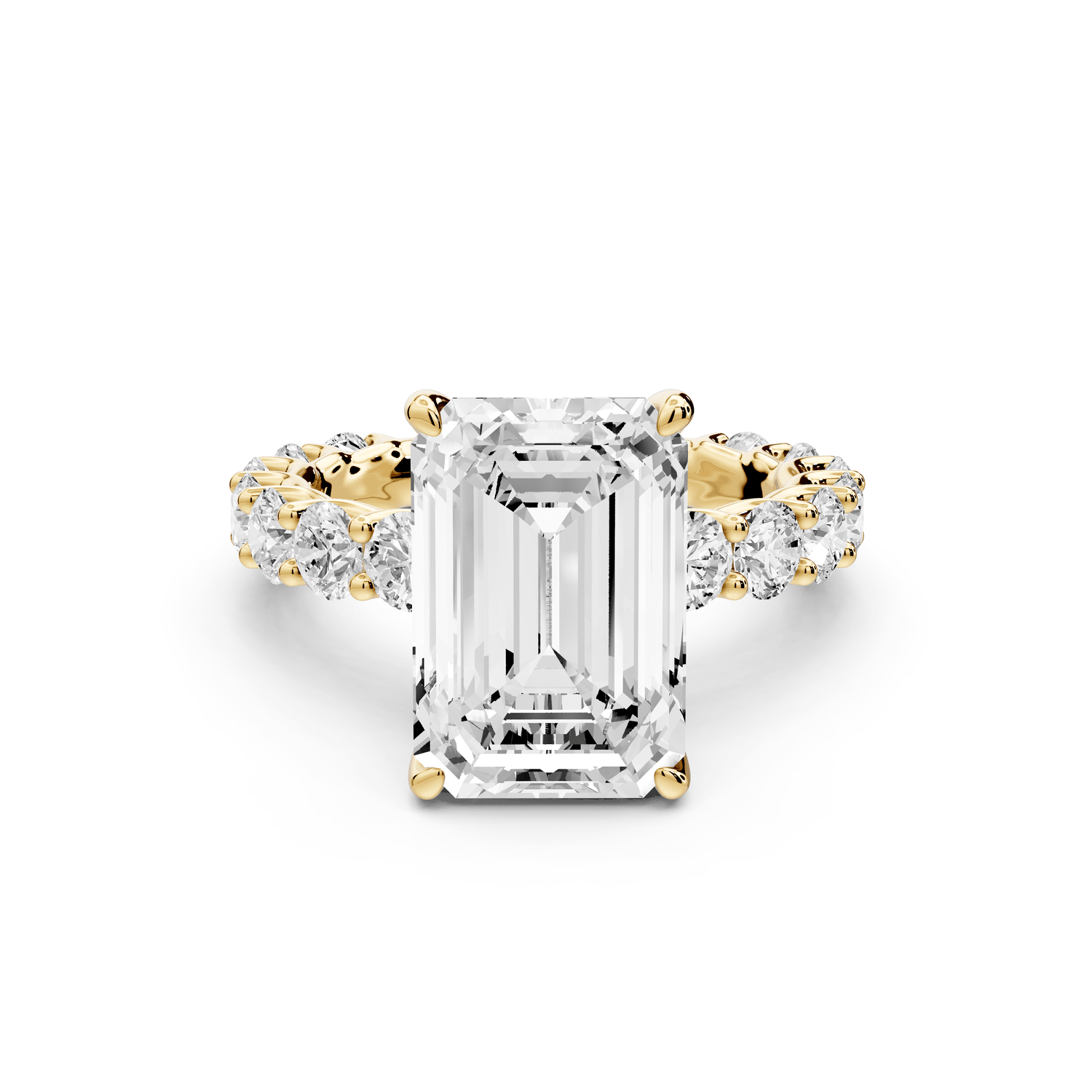 Siena - 5ct 18k yellow gold emerald Hidden Halo with Shared Prong Pavé Engagement Ring - Mr. Alex Jewelry
