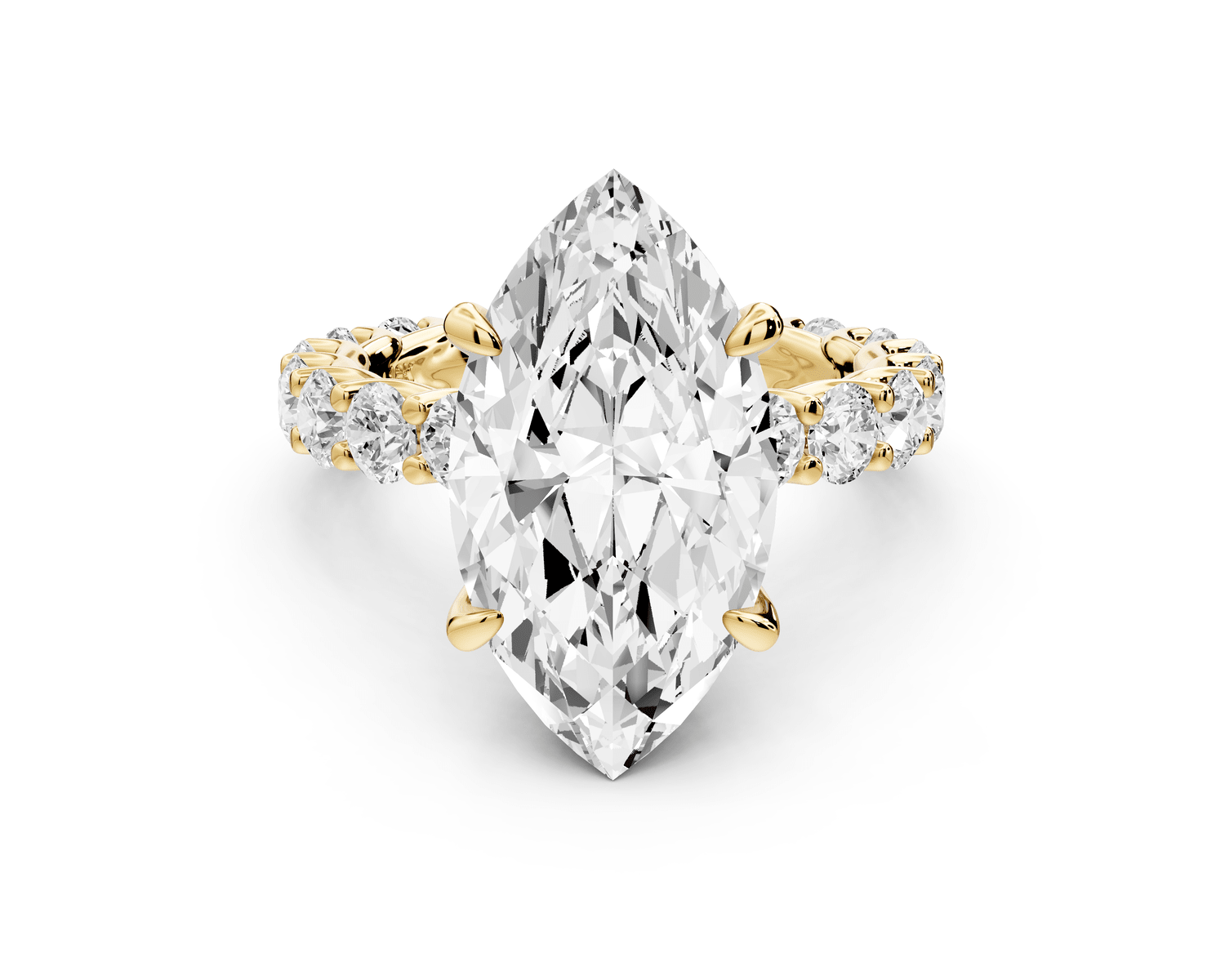 Siena - 5ct 18k yellow gold marquise Hidden Halo with Shared Prong Pavé Engagement Ring - Mr. Alex Jewelry