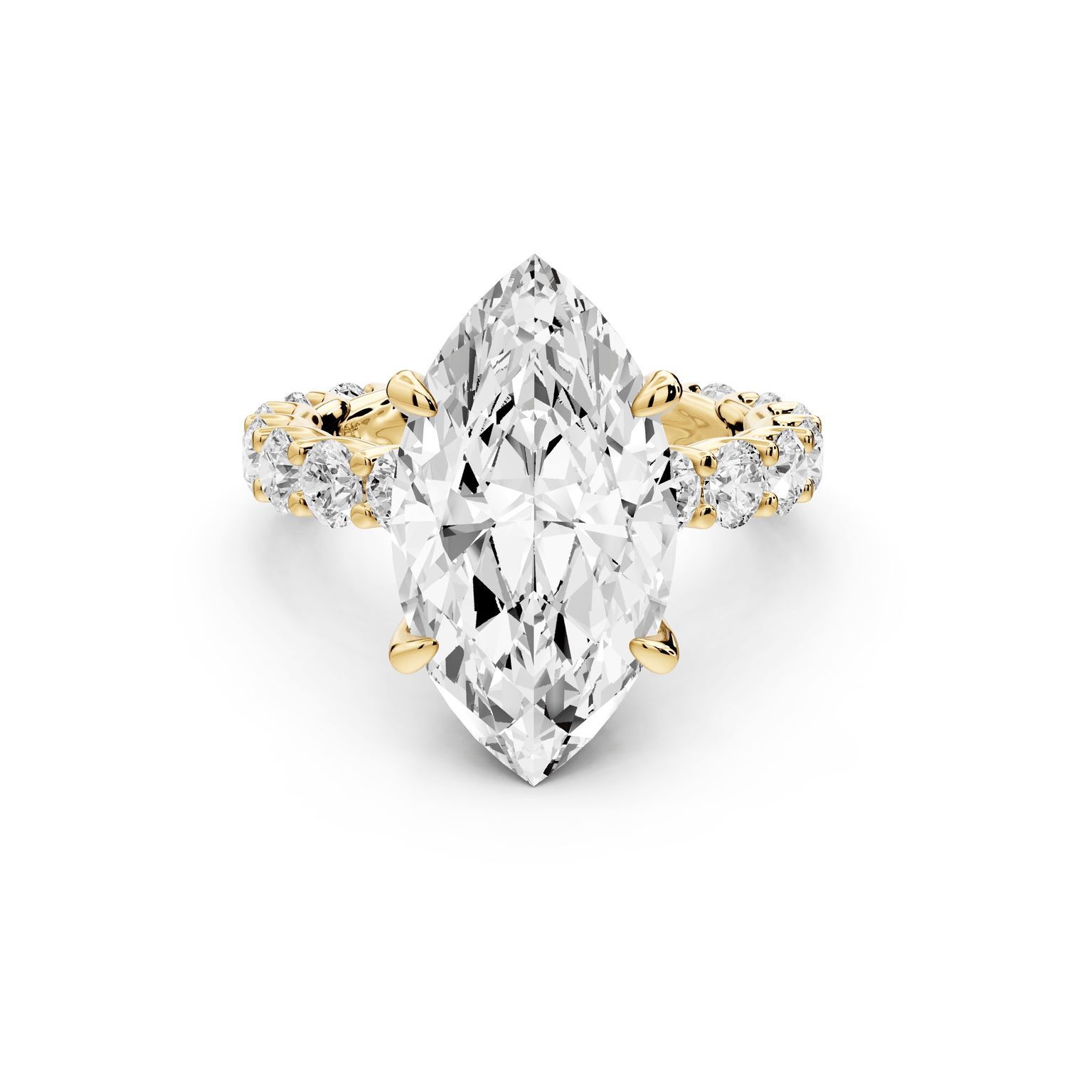 Siena - 5ct 18k yellow gold marquise Hidden Halo with Shared Prong Pavé Engagement Ring - Mr. Alex Jewelry