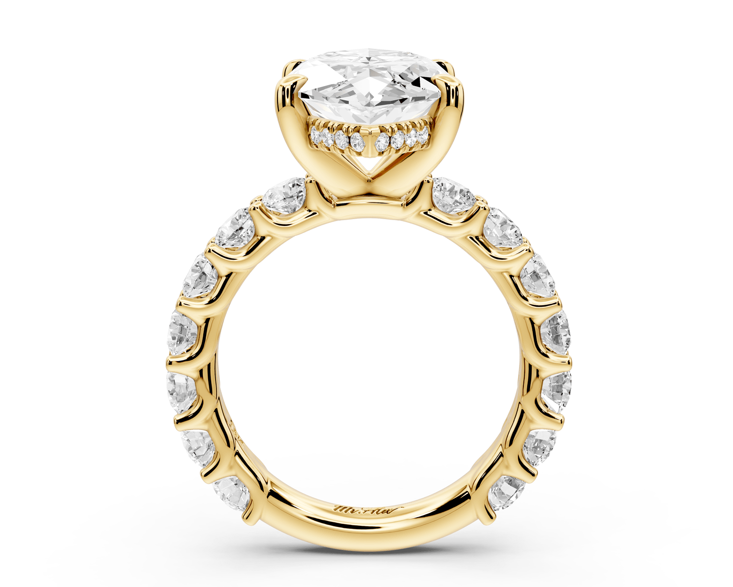 Siena - 5ct 18k yellow gold marquise Hidden Halo with Shared Prong Pavé Engagement Ring - Mr. Alex Jewelry