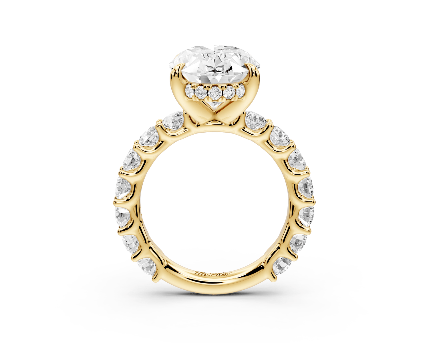 Siena - 5ct 18k yellow gold oval Hidden Halo with Shared Prong Pavé Engagement Ring - Mr. Alex Jewelry