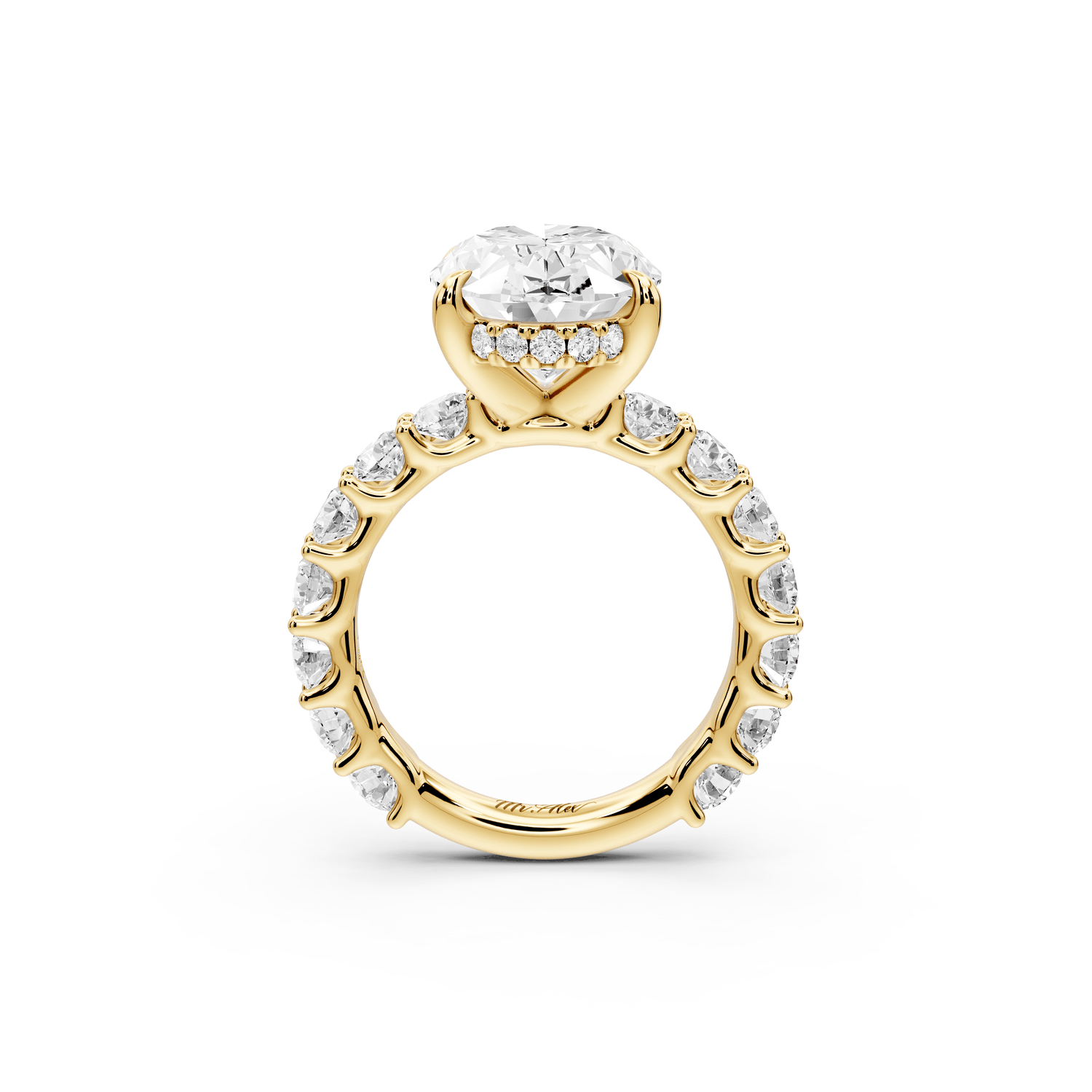 Siena - 5ct 18k yellow gold oval Hidden Halo with Shared Prong Pavé Engagement Ring - Mr. Alex Jewelry