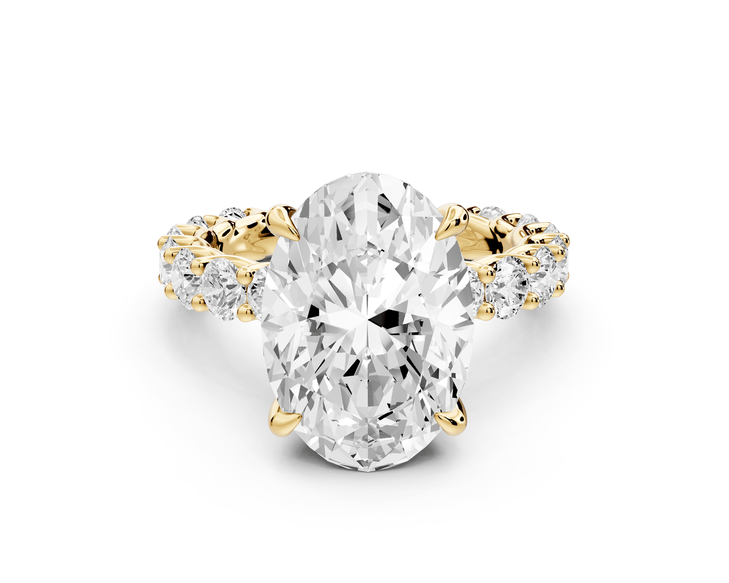 Siena - 5ct 18k yellow gold oval Hidden Halo with Shared Prong Pavé Engagement Ring - Mr. Alex Jewelry