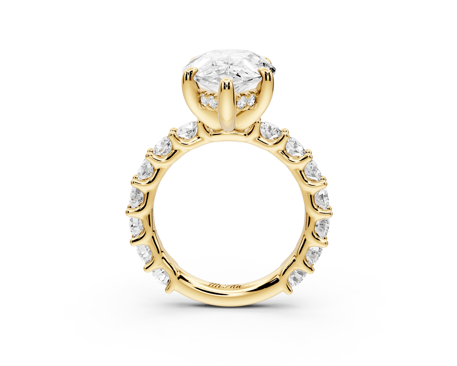 Siena - 5ct 18k yellow gold pear Hidden Halo with Shared Prong Pavé Engagement Ring - Mr. Alex Jewelry