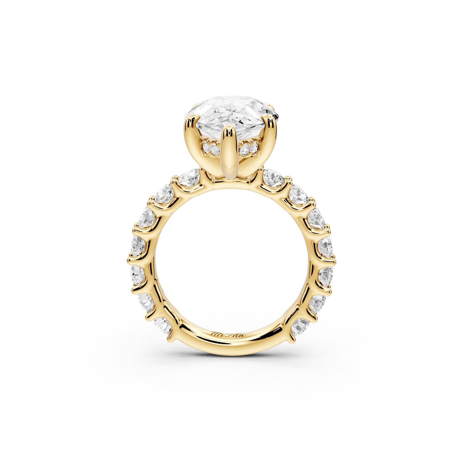 Siena - 5ct 18k yellow gold pear Hidden Halo with Shared Prong Pavé Engagement Ring - Mr. Alex Jewelry