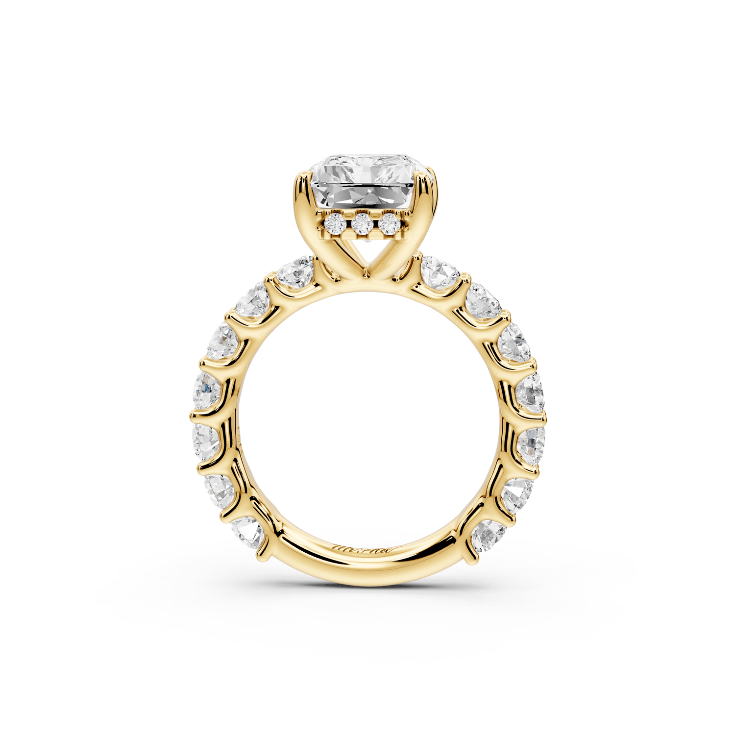 Siena - 5ct 18k yellow gold radiant Hidden Halo with Shared Prong Pavé Engagement Ring - Mr. Alex Jewelry