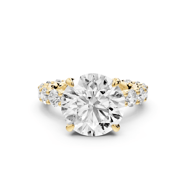 Siena - 5ct 18k yellow gold round Hidden Halo with Shared Prong Pavé Engagement Ring - Mr. Alex Jewelry
