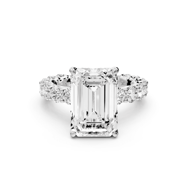 Siena - 5ct platinum emerald Hidden Halo with Shared Prong Pavé Engagement Ring - Mr. Alex Jewelry