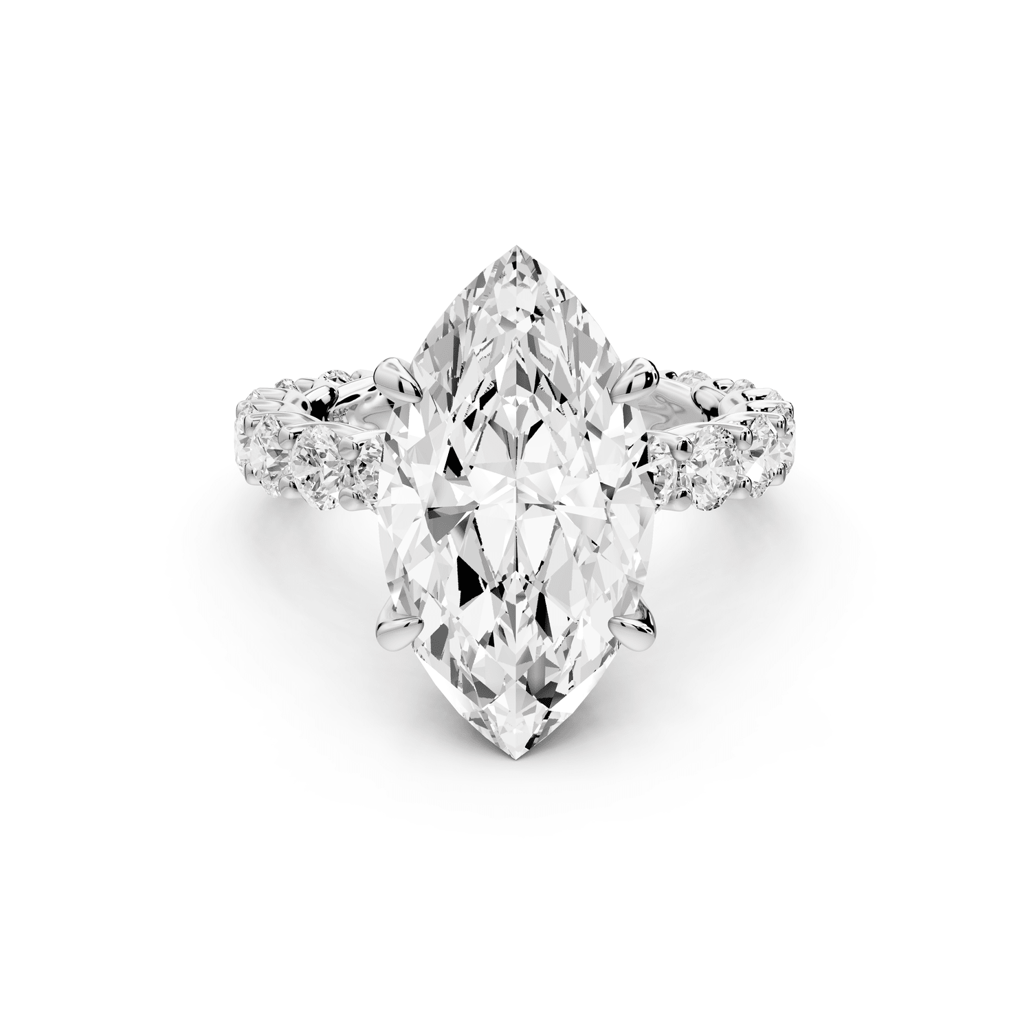 Siena - 5ct platinum marquise Hidden Halo with Shared Prong Pavé Engagement Ring - Mr. Alex Jewelry