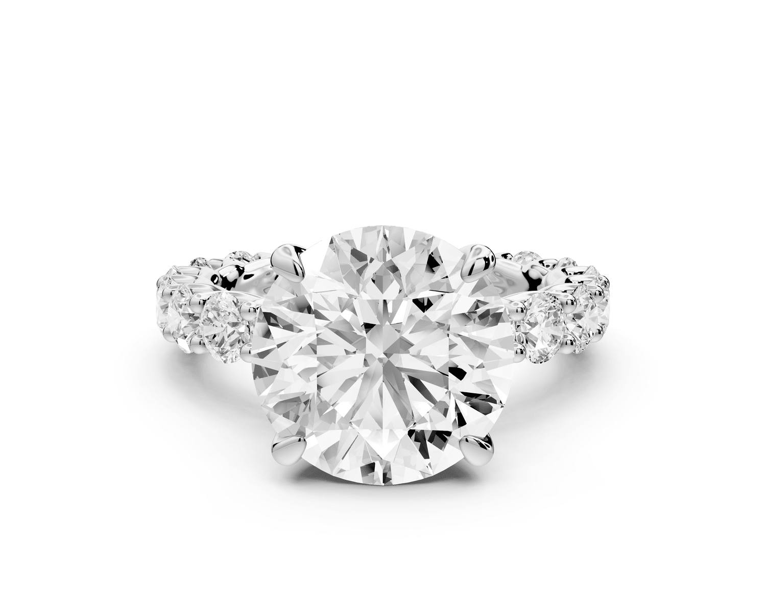 Siena - 5ct platinum round Hidden Halo with Shared Prong Pavé Engagement Ring - Mr. Alex Jewelry