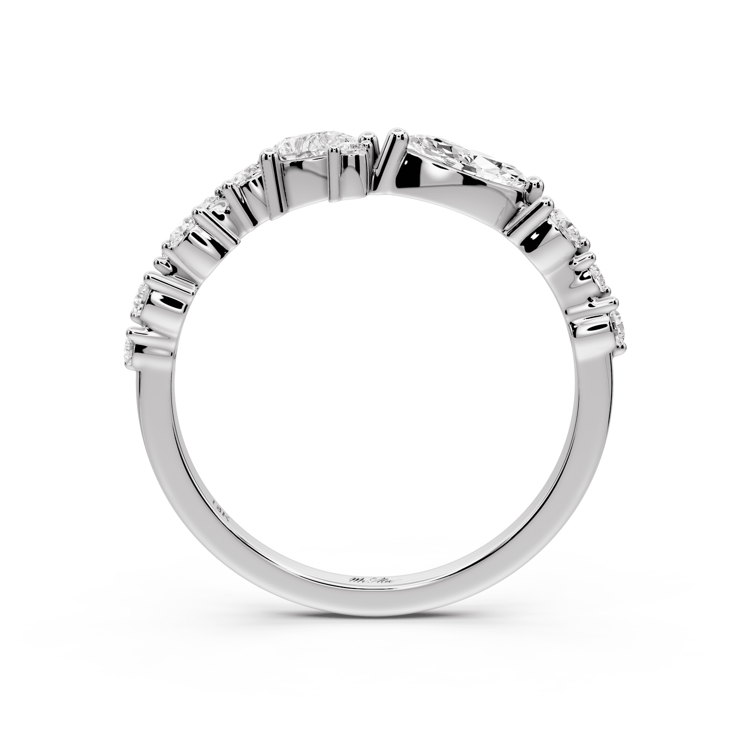 Solara - 0.50ct 18k white gold Mixed-Cut Diamond Cluster Wedding Band Ring - Mr. Alex Jewelry