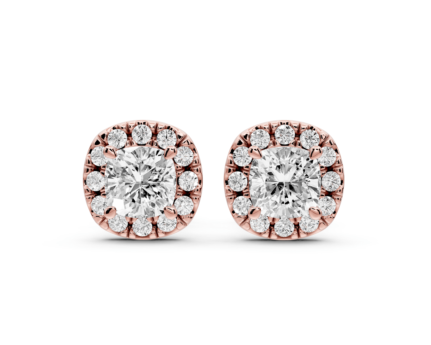 Solis - 1ct 14k rose gold Cushion - Cut Diamond Stud Earrings - Mr. Alex Jewelry