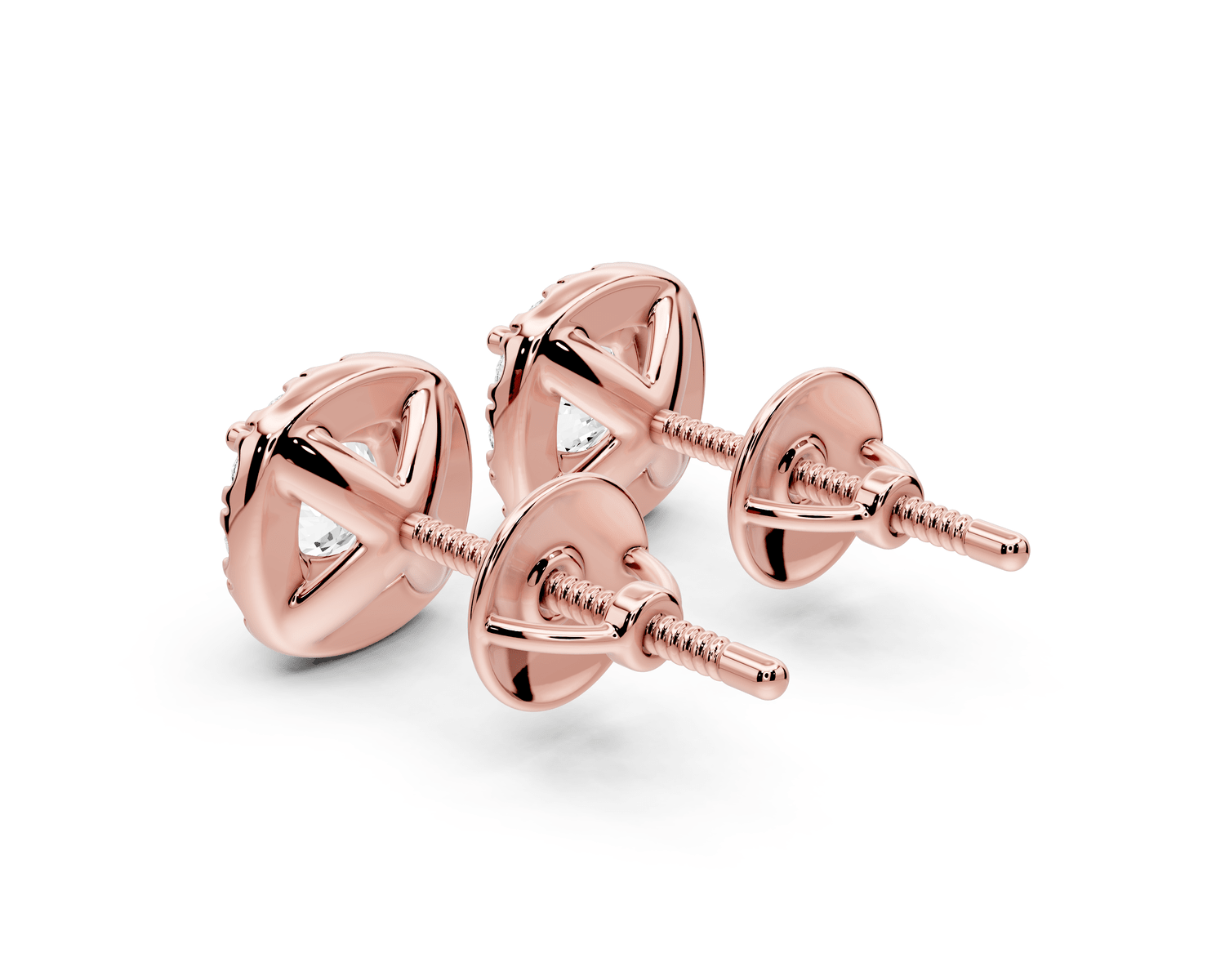 Solis - 1ct 14k rose gold Cushion - Cut Diamond Stud Earrings - Mr. Alex Jewelry