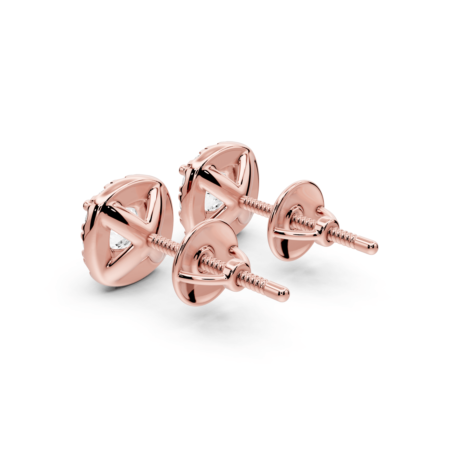 Solis - 1ct 14k rose gold Cushion - Cut Diamond Stud Earrings - Mr. Alex Jewelry
