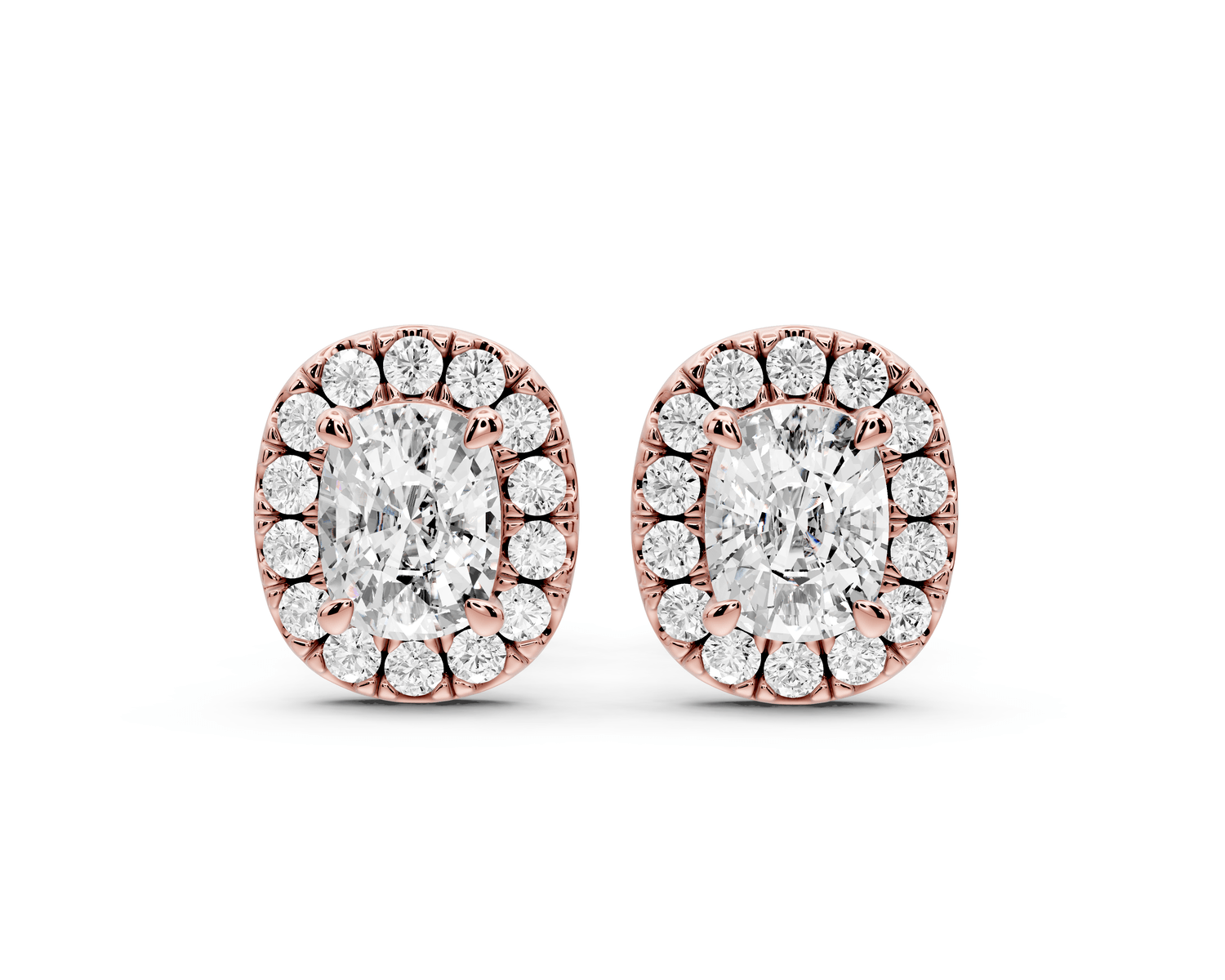 Solis - 1ct 14k rose gold Elgcushion - Cut Diamond Stud Earrings - Mr. Alex Jewelry