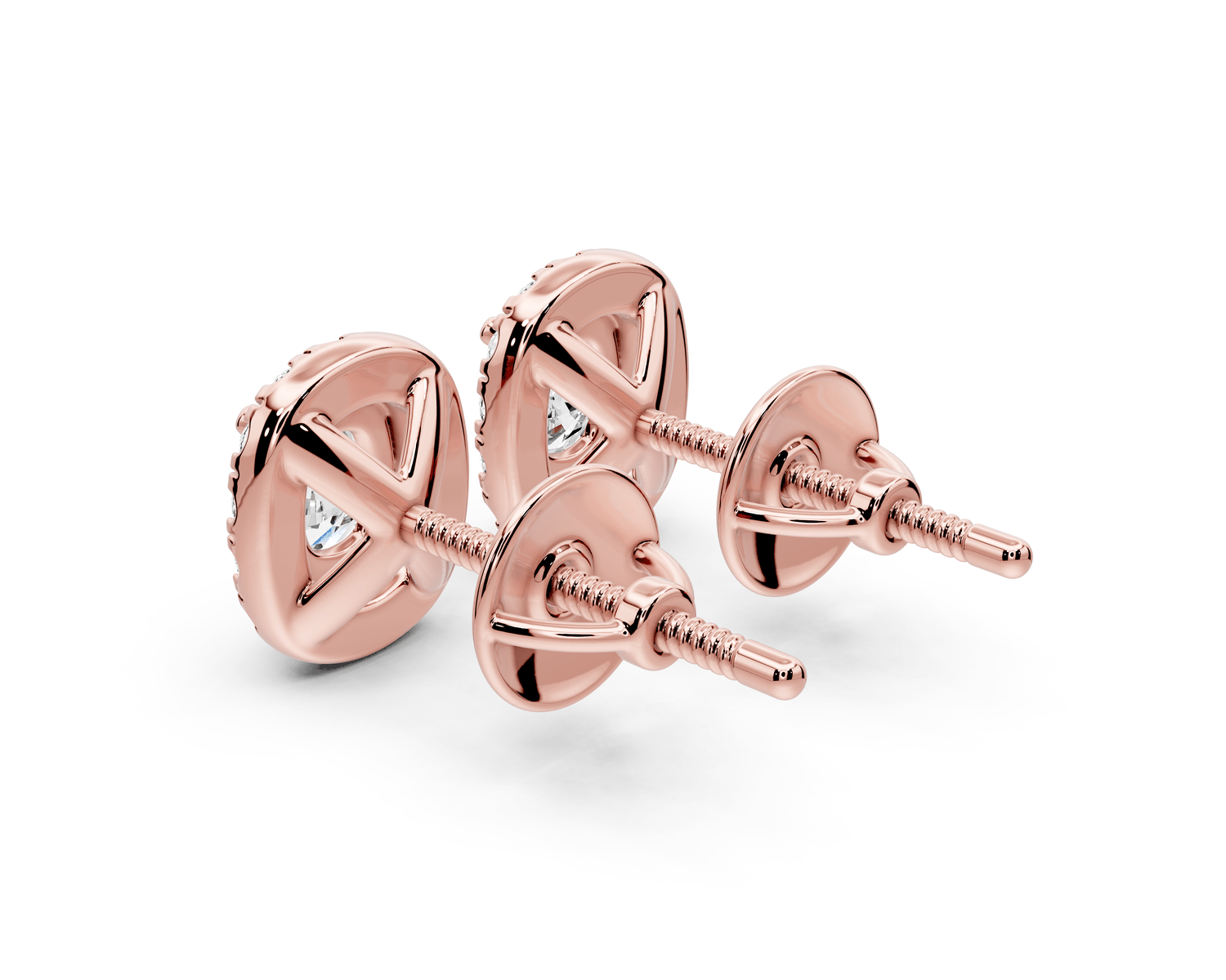 Solis - 1ct 14k rose gold Elgcushion - Cut Diamond Stud Earrings - Mr. Alex Jewelry