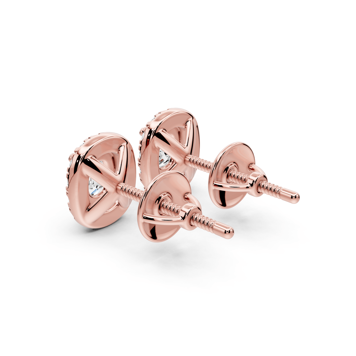 Solis - 1ct 14k rose gold Elgcushion - Cut Diamond Stud Earrings - Mr. Alex Jewelry