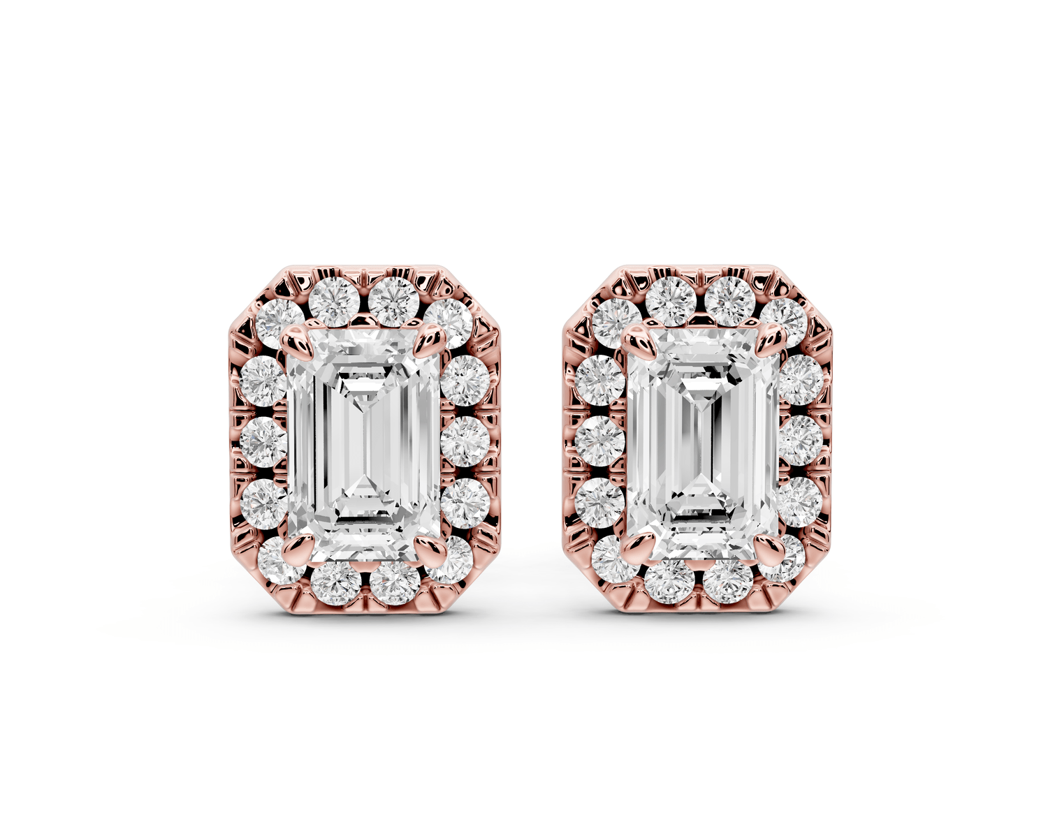 Solis - 1ct 14k rose gold Emerald - Cut Diamond Stud Earrings - Mr. Alex Jewelry