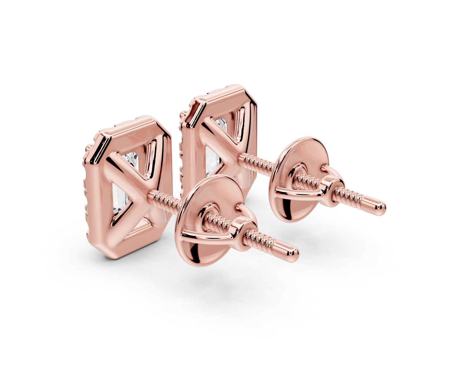 Solis - 1ct 14k rose gold Emerald - Cut Diamond Stud Earrings - Mr. Alex Jewelry