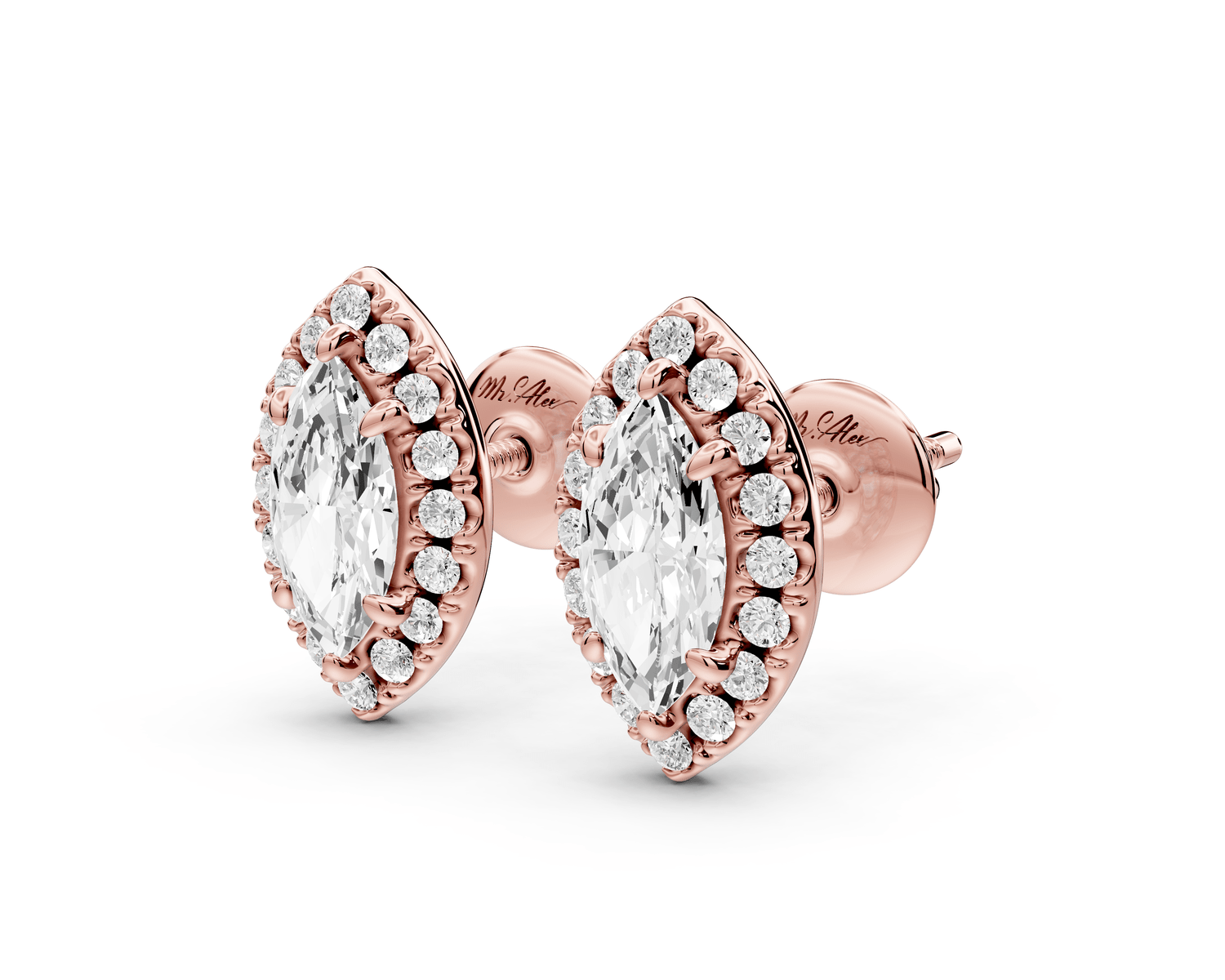 Solis - 1ct 14k rose gold Marquise - Cut Diamond Stud Earrings - Mr. Alex Jewelry