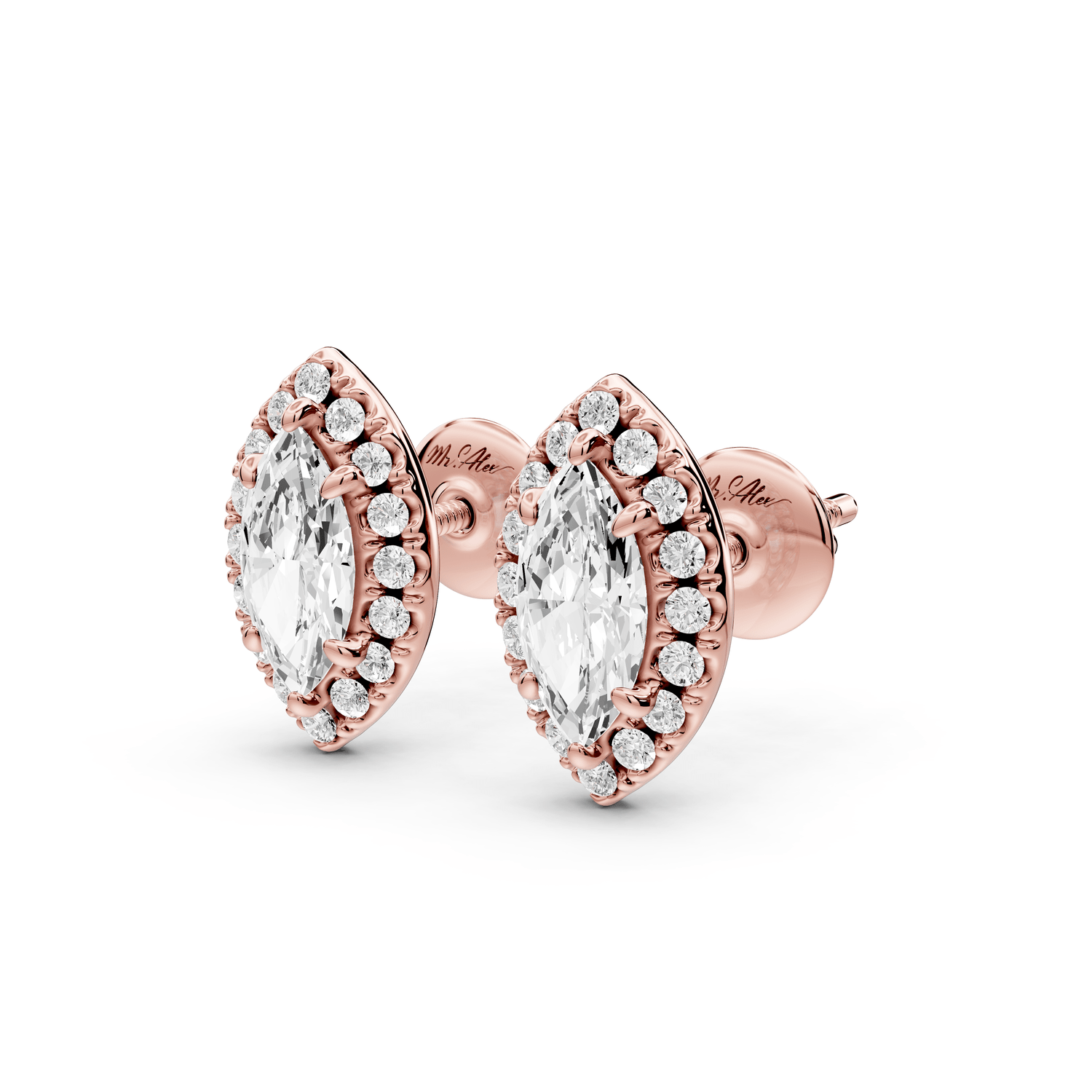 Solis - 1ct 14k rose gold Marquise - Cut Diamond Stud Earrings - Mr. Alex Jewelry