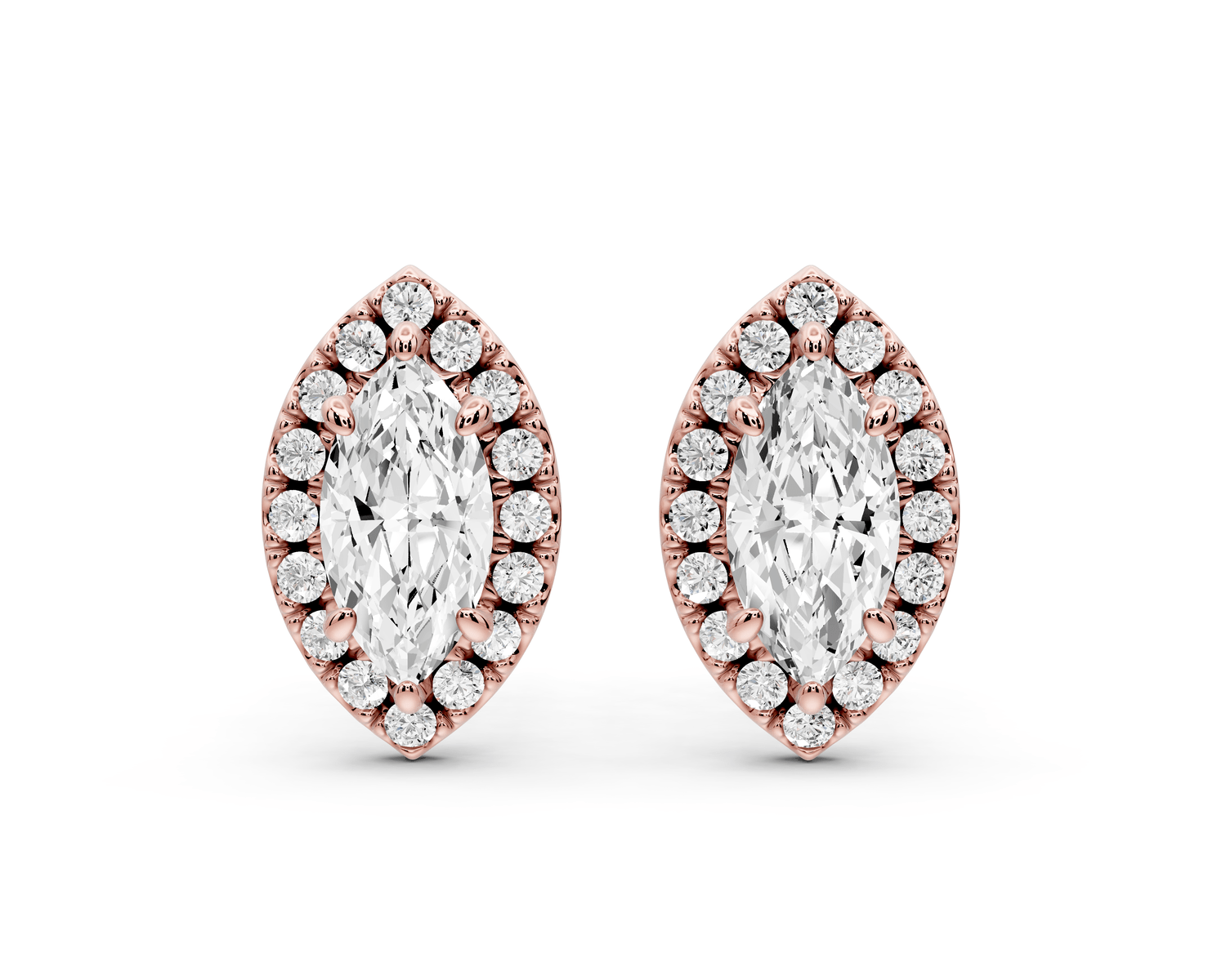 Solis - 1ct 14k rose gold Marquise - Cut Diamond Stud Earrings - Mr. Alex Jewelry