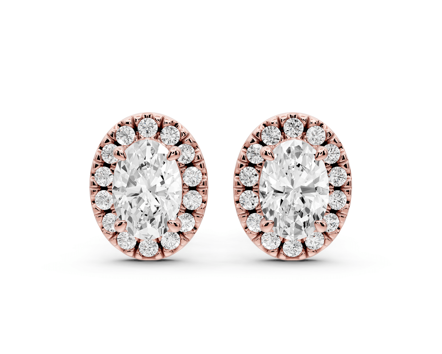 Solis - 1ct 14k rose gold Oval - Cut Diamond Stud Earrings - Mr. Alex Jewelry