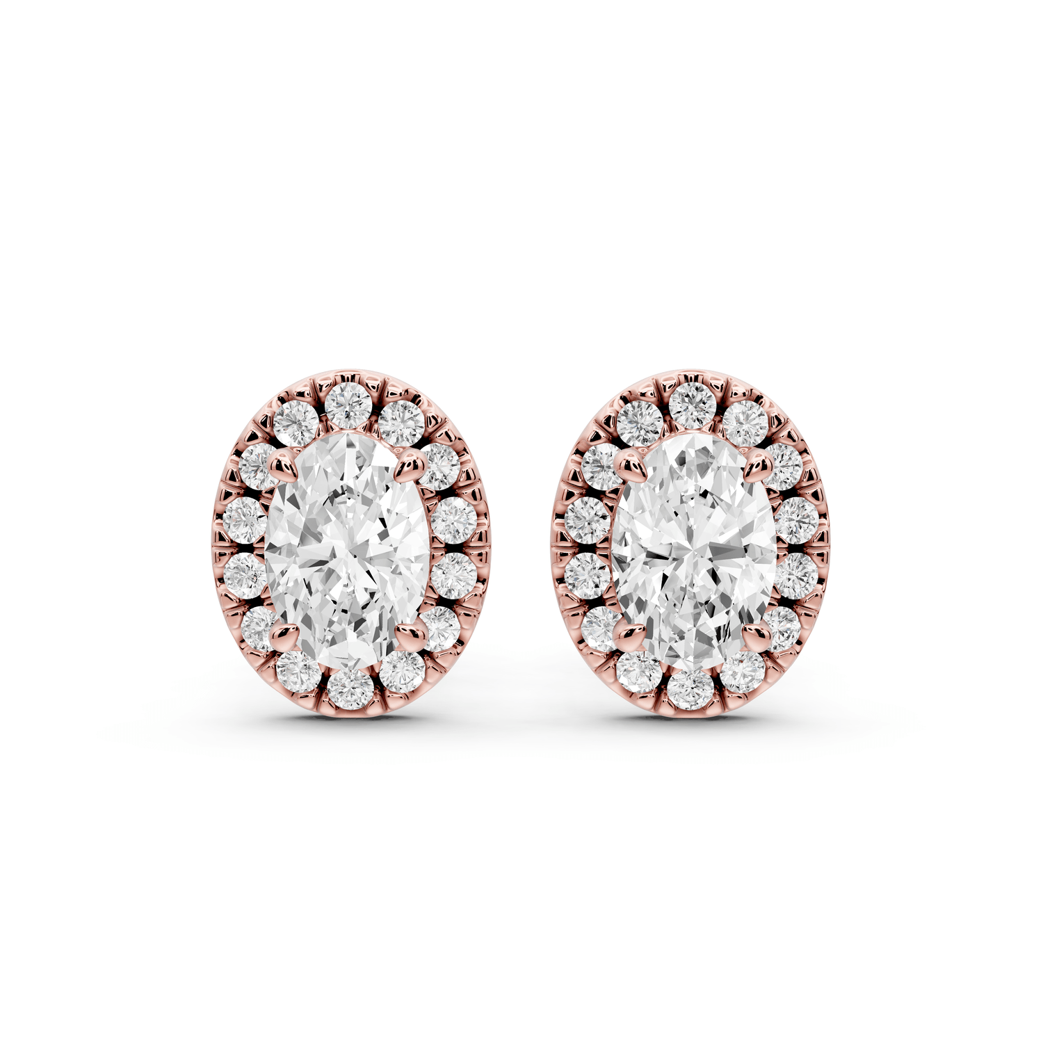 Solis - 1ct 14k rose gold Oval - Cut Diamond Stud Earrings - Mr. Alex Jewelry