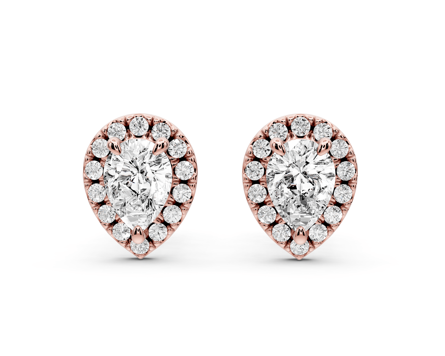 Solis - 1ct 14k rose gold Pear - Cut Diamond Stud Earrings - Mr. Alex Jewelry