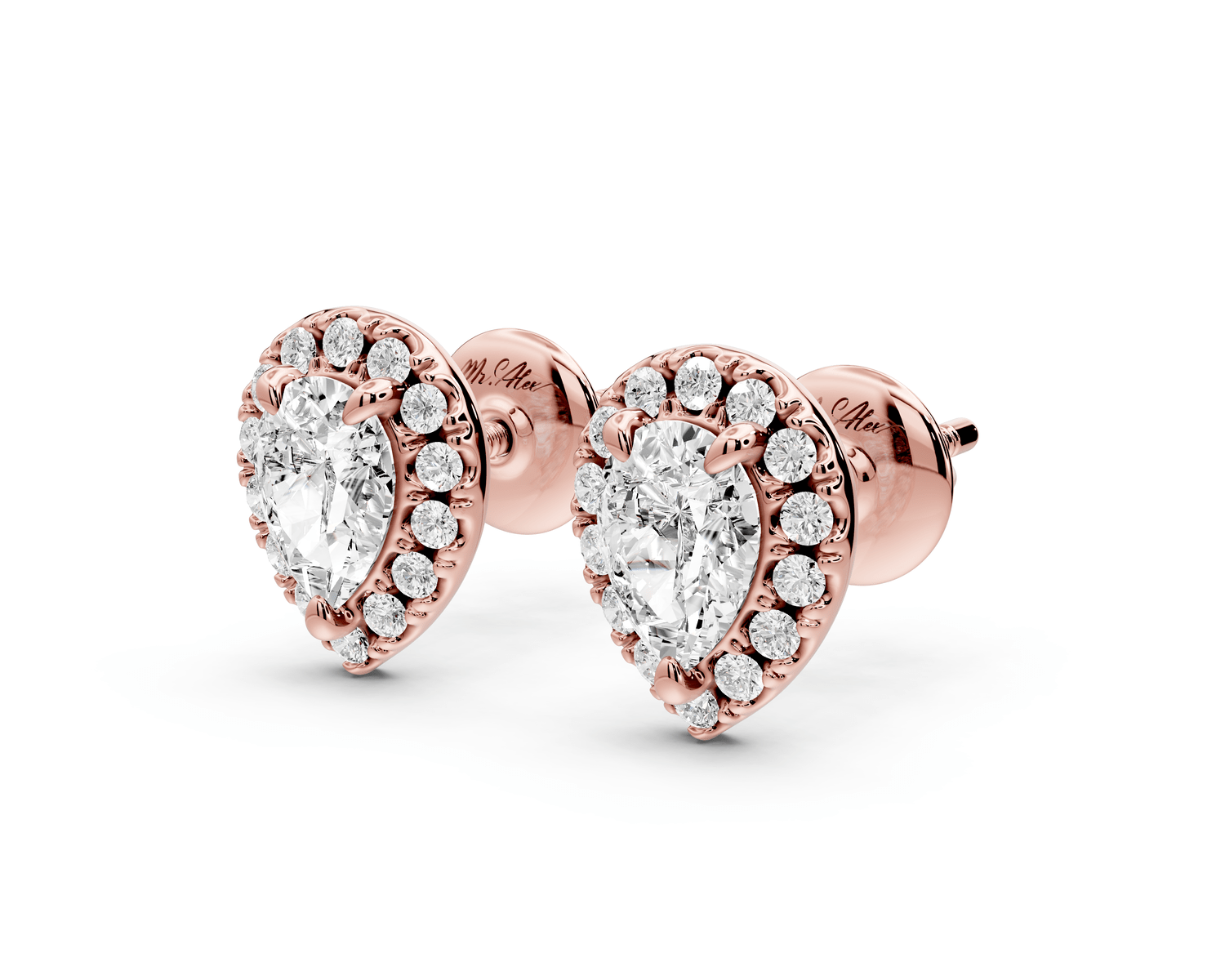 Solis - 1ct 14k rose gold Pear - Cut Diamond Stud Earrings - Mr. Alex Jewelry
