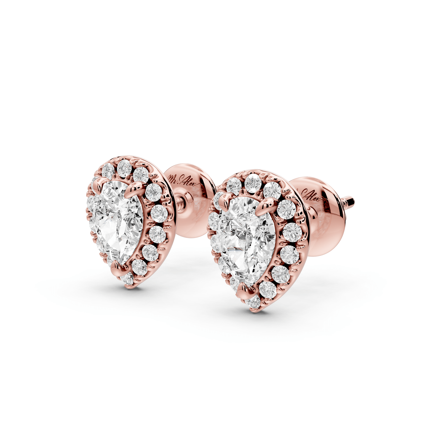 Solis - 1ct 14k rose gold Pear - Cut Diamond Stud Earrings - Mr. Alex Jewelry