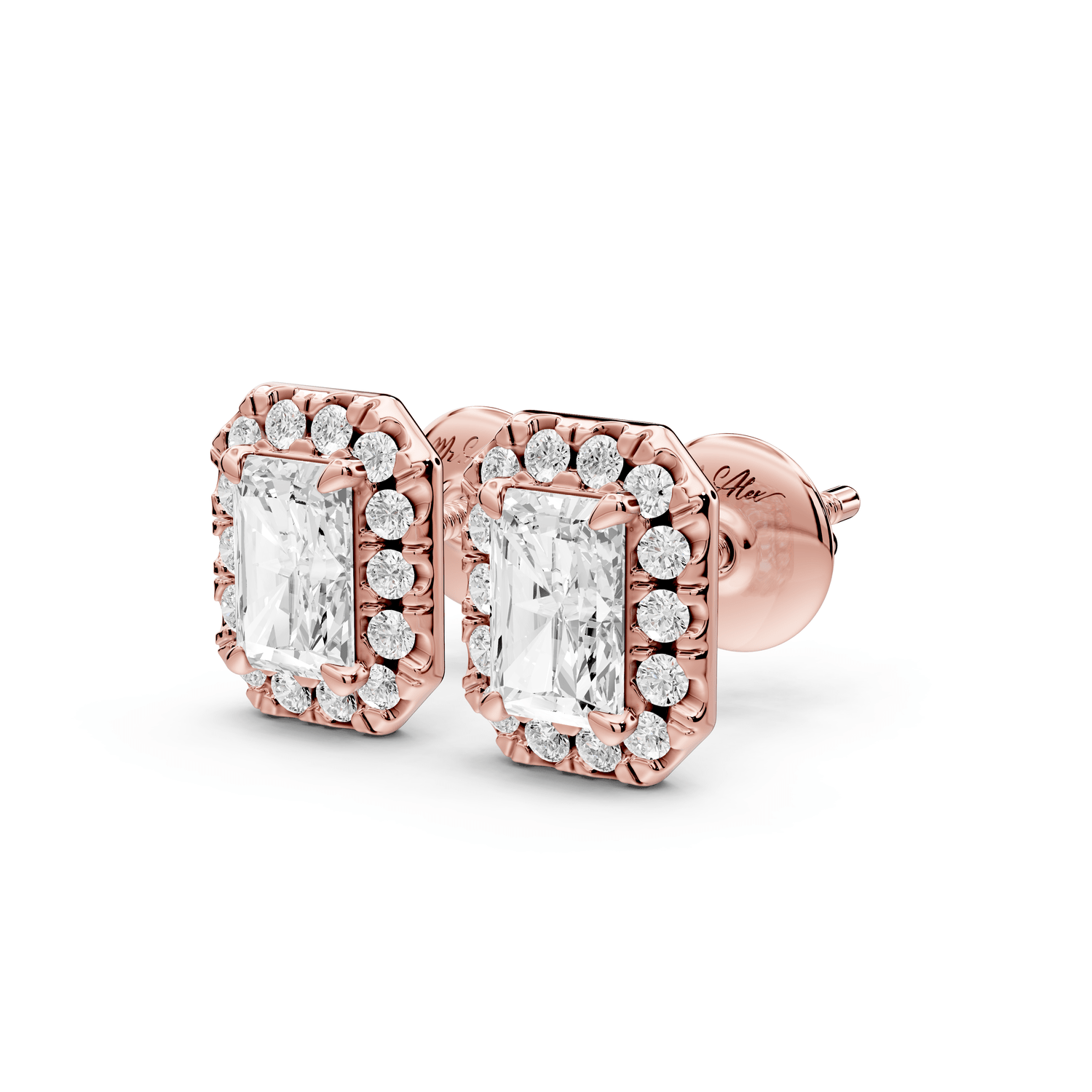Solis - 1ct 14k rose gold Radiant - Cut Diamond Stud Earrings - Mr. Alex Jewelry