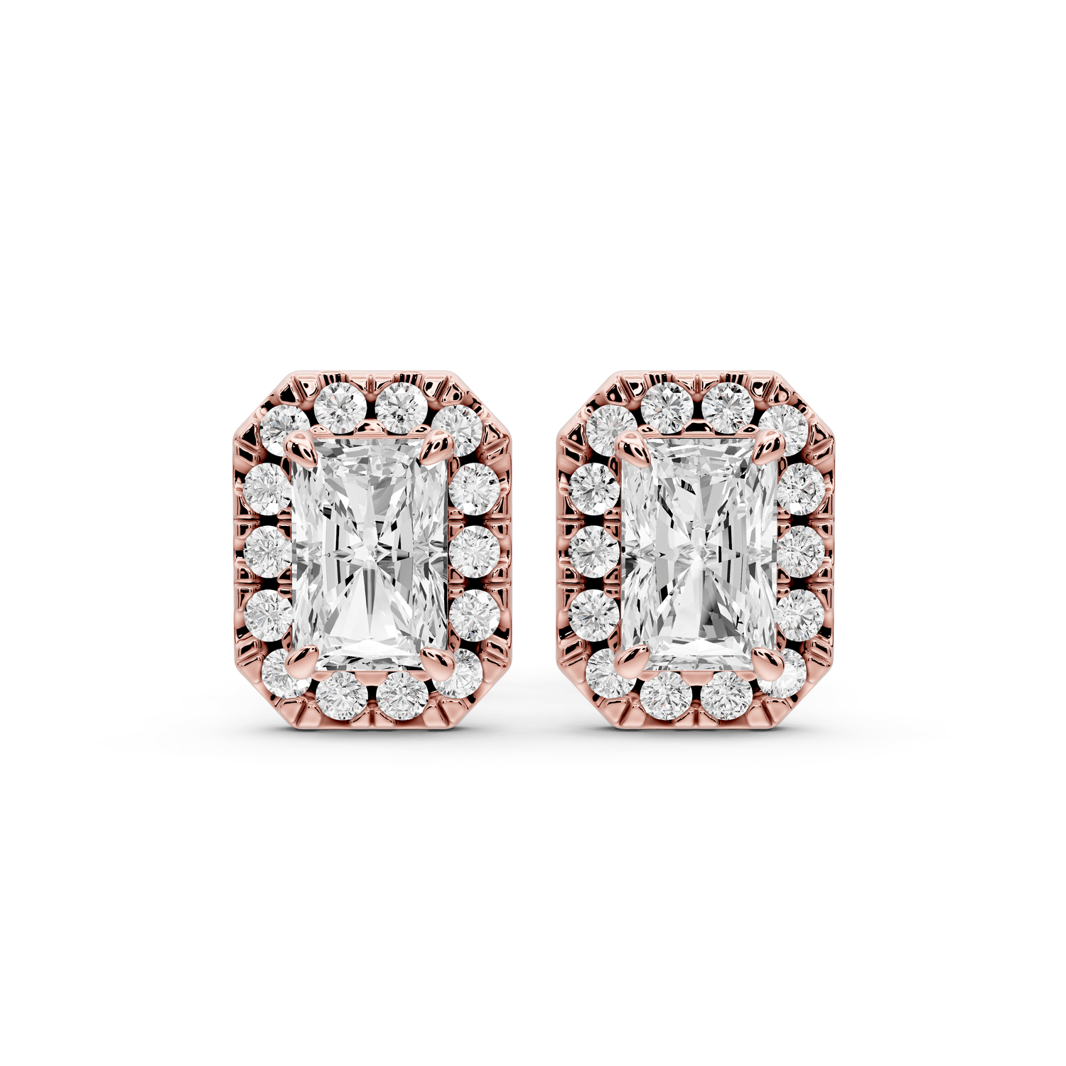 Solis - 1ct 14k rose gold Radiant - Cut Diamond Stud Earrings - Mr. Alex Jewelry