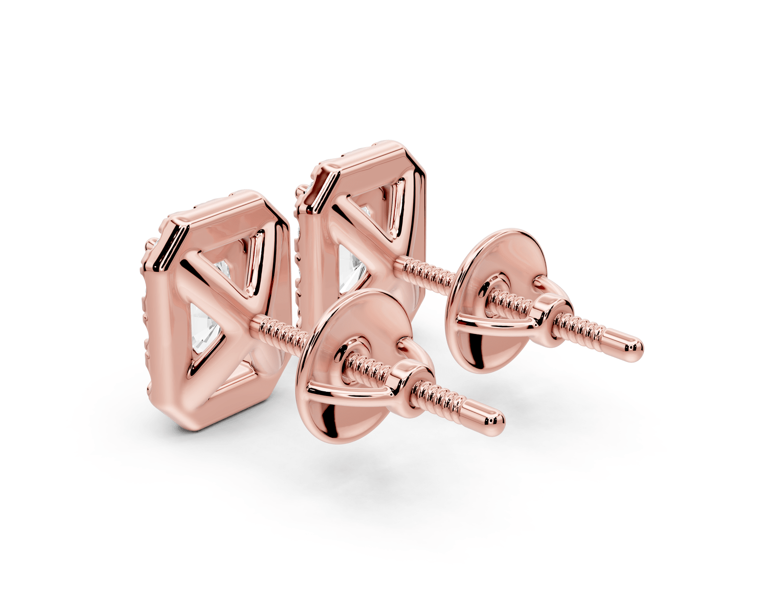 Solis - 1ct 14k rose gold Radiant - Cut Diamond Stud Earrings - Mr. Alex Jewelry